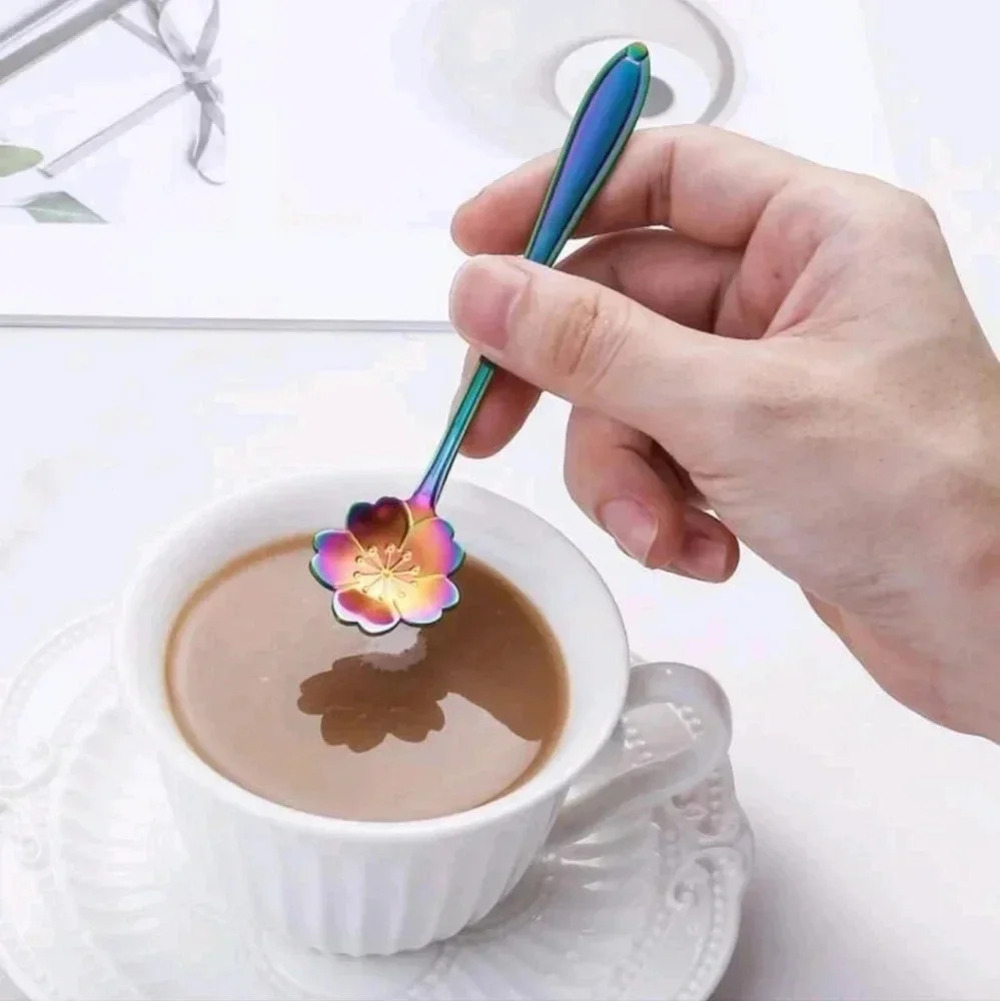 Rainbow metal 8 piece mini spoon purple hue blue tea spoon decor home design - Picture 5 of 5